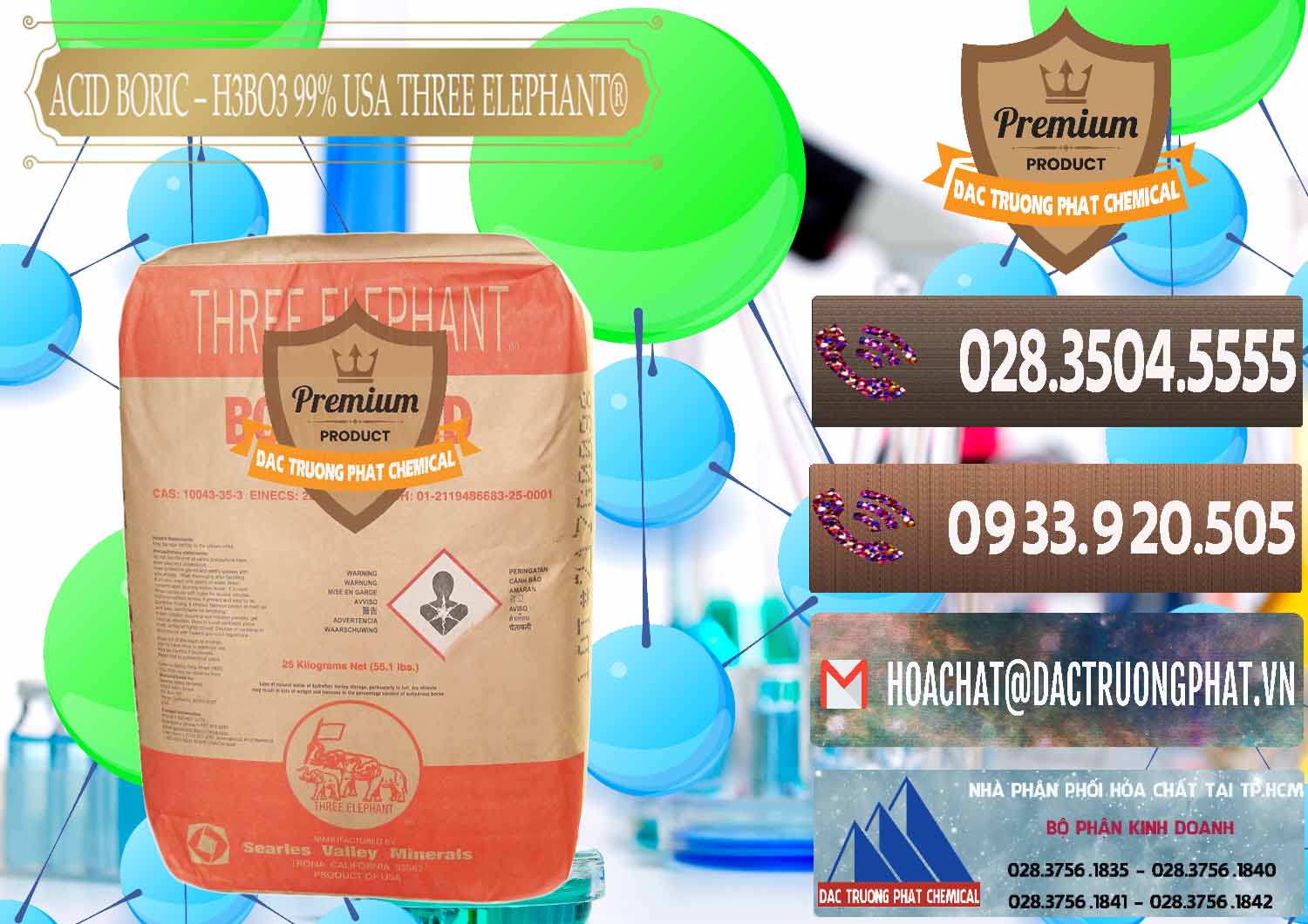 Chuyên phân phối & bán Acid Boric – Axit Boric H3BO3 Mỹ USA Three Elephant® - 0005 - Nơi chuyên cung cấp _ kinh doanh hóa chất tại TP.HCM - hoachatviet.net