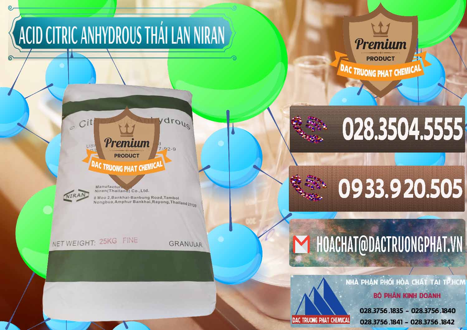 Đơn vị kinh doanh ( bán ) Acid Citric - Axit Citric Anhydrous - Thái Lan Niran - 0231 - Chuyên phân phối & cung cấp hóa chất tại TP.HCM - hoachatviet.net