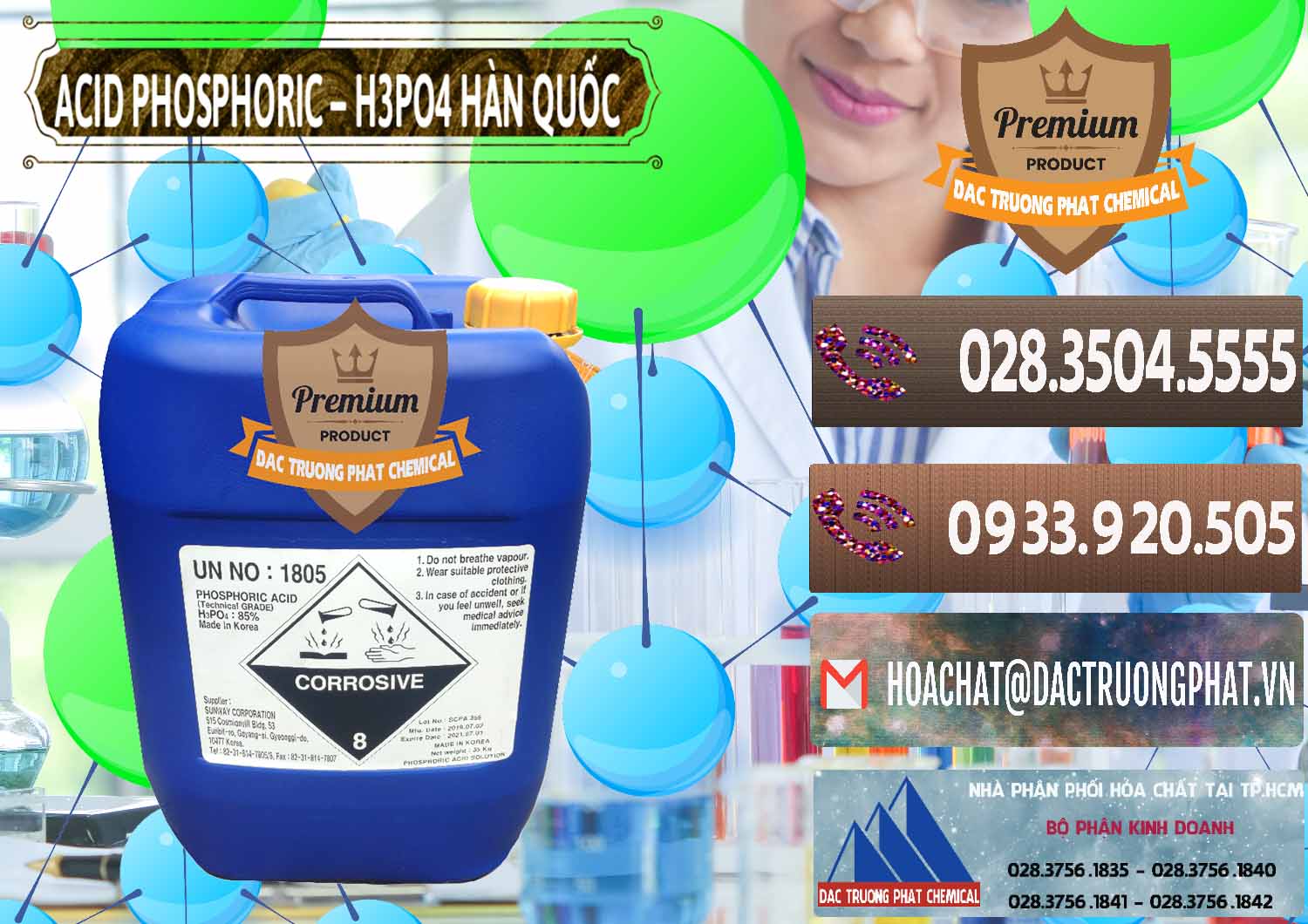 Chuyên kinh doanh và bán Acid Phosphoric – H3PO4 85% Can Xanh Hàn Quốc Korea - 0016 - Chuyên nhập khẩu và cung cấp hóa chất tại TP.HCM - hoachatviet.net