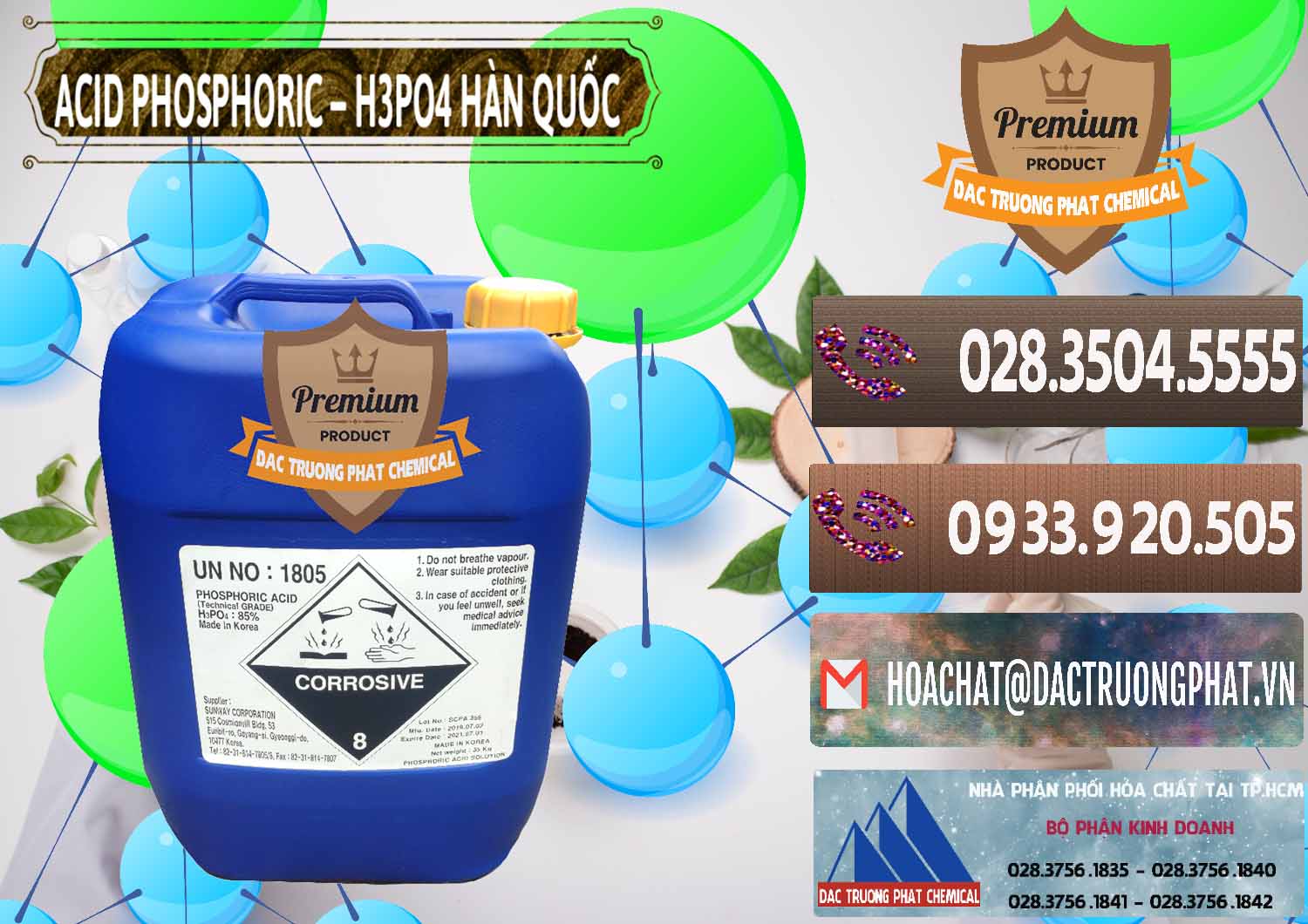 Nơi chuyên bán - cung ứng Acid Phosphoric – H3PO4 85% Can Xanh Hàn Quốc Korea - 0016 - Nơi bán & phân phối hóa chất tại TP.HCM - hoachatviet.net