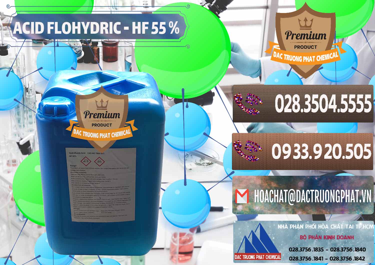 Đơn vị chuyên nhập khẩu _ bán Axit HF - Acid HF 55% Can Xanh Trung Quốc China - 0080 - Đơn vị kinh doanh - cung cấp hóa chất tại TP.HCM - hoachatviet.net
