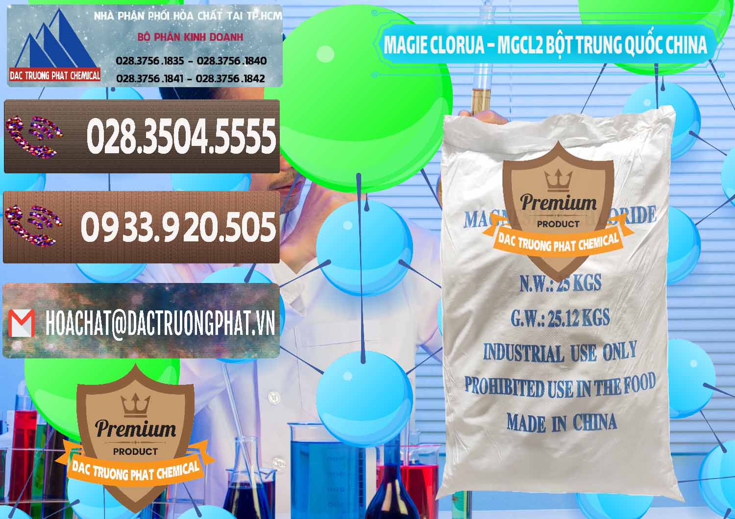 Nơi chuyên cung cấp ( bán ) Magie Clorua – MGCL2 96% Dạng Bột Bao Chữ Xanh Trung Quốc China - 0207 - Công ty nhập khẩu và phân phối hóa chất tại TP.HCM - hoachatviet.net