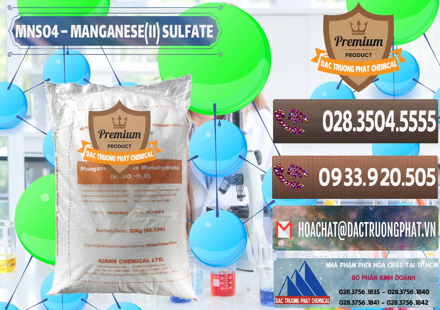 Bán | cung cấp Sulphate Mangan (II) Powder | Mangan Sulfate Monohydrate Kirns Trung Quốc China Đơn vị chuyên nhập khẩu ( bán ) MNSO4 – Manganese (II) Sulfate Kirns Trung Quốc China - 0095 - Đơn vị cung ứng & phân phối hóa chất tại TP.HCM - hoachatviet.net