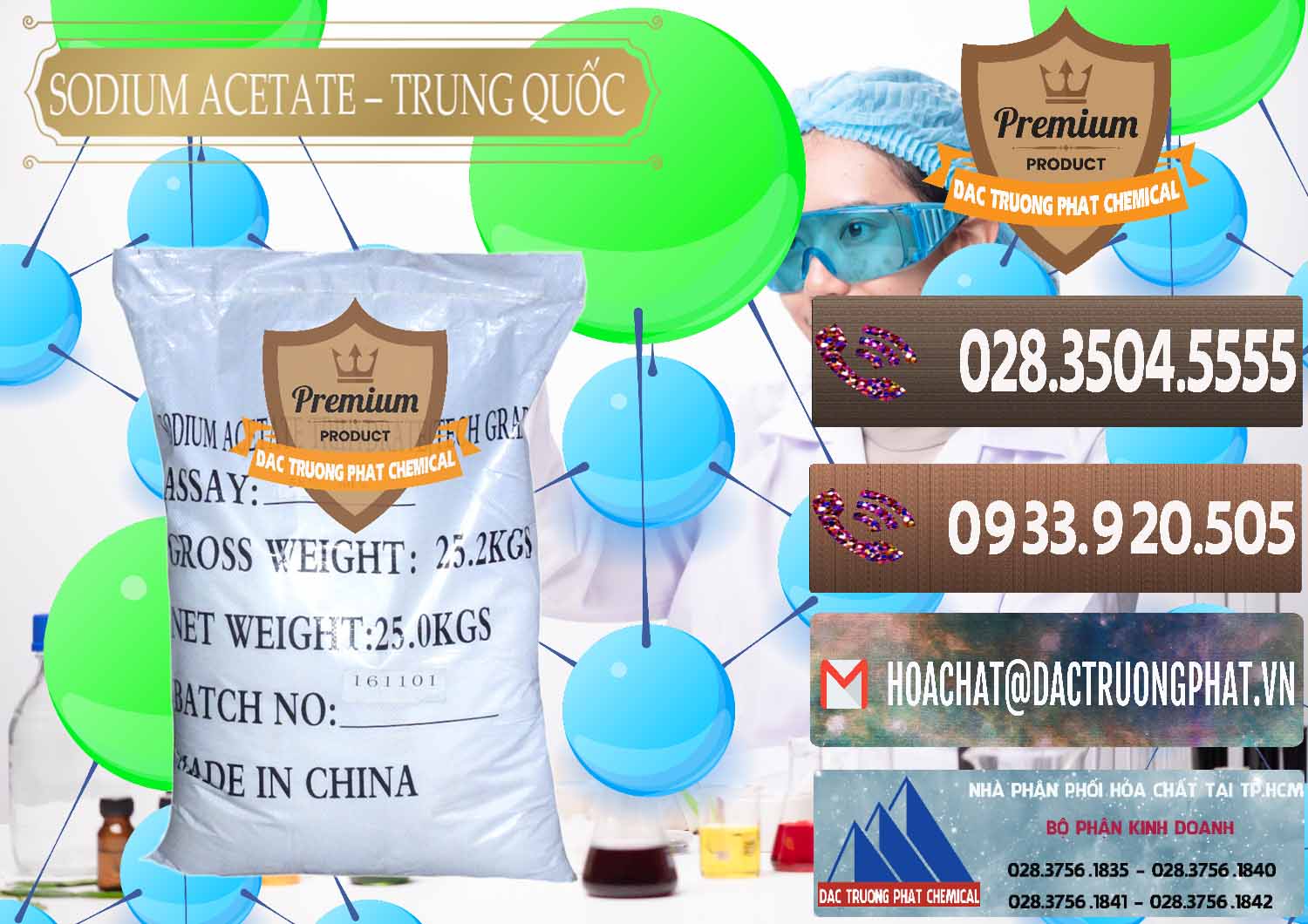 Chuyên cung cấp - bán Sodium Acetate - Natri Acetate Trung Quốc China - 0134 - Nơi chuyên phân phối & kinh doanh hóa chất tại TP.HCM - hoachatviet.net
