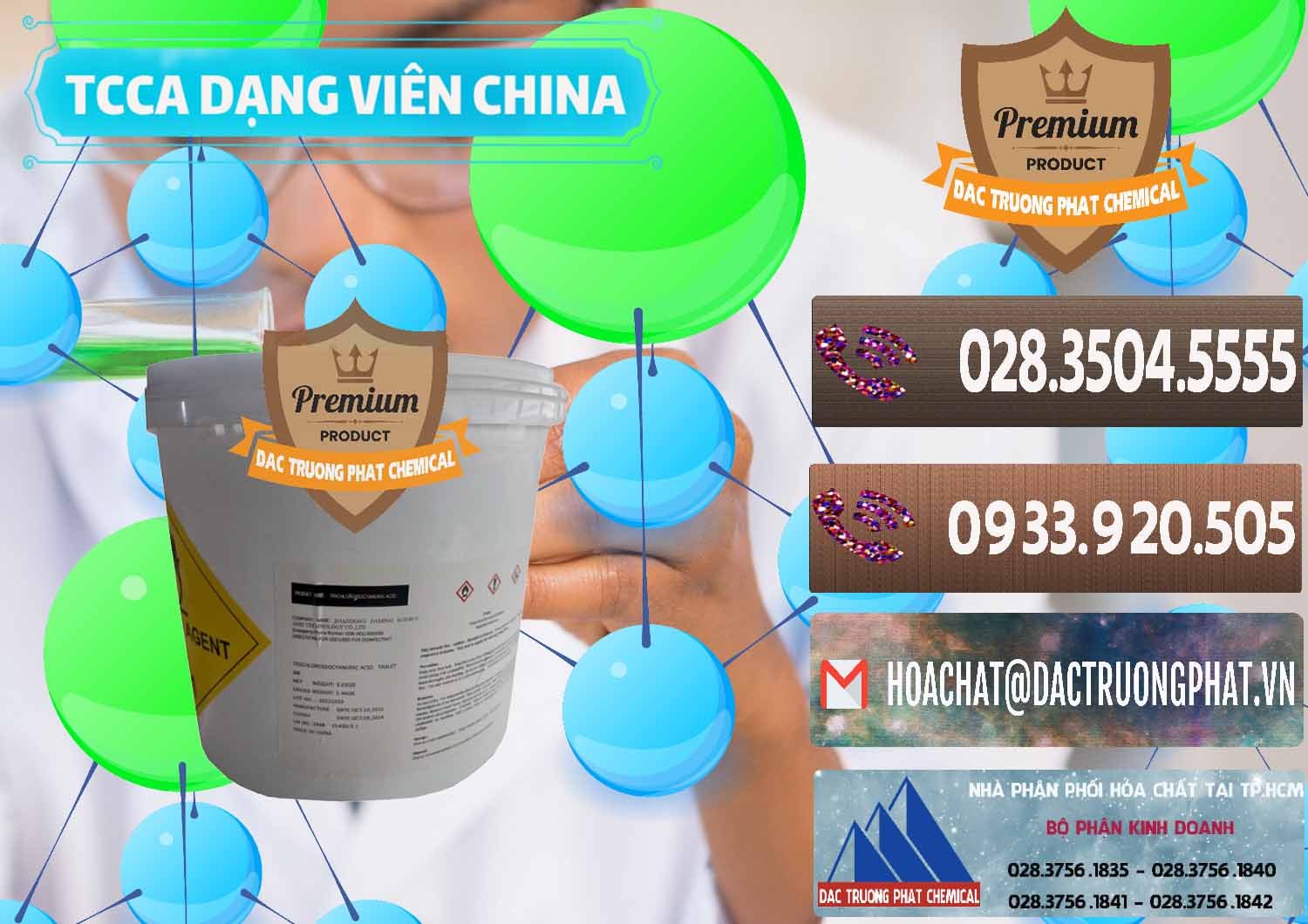 Đơn vị chuyên phân phối - bán TCCA - Acid Trichloroisocyanuric Dạng Viên Thùng 5kg Trung Quốc China - 0379 - Nơi cung cấp và bán hóa chất tại TP.HCM - hoachatviet.net