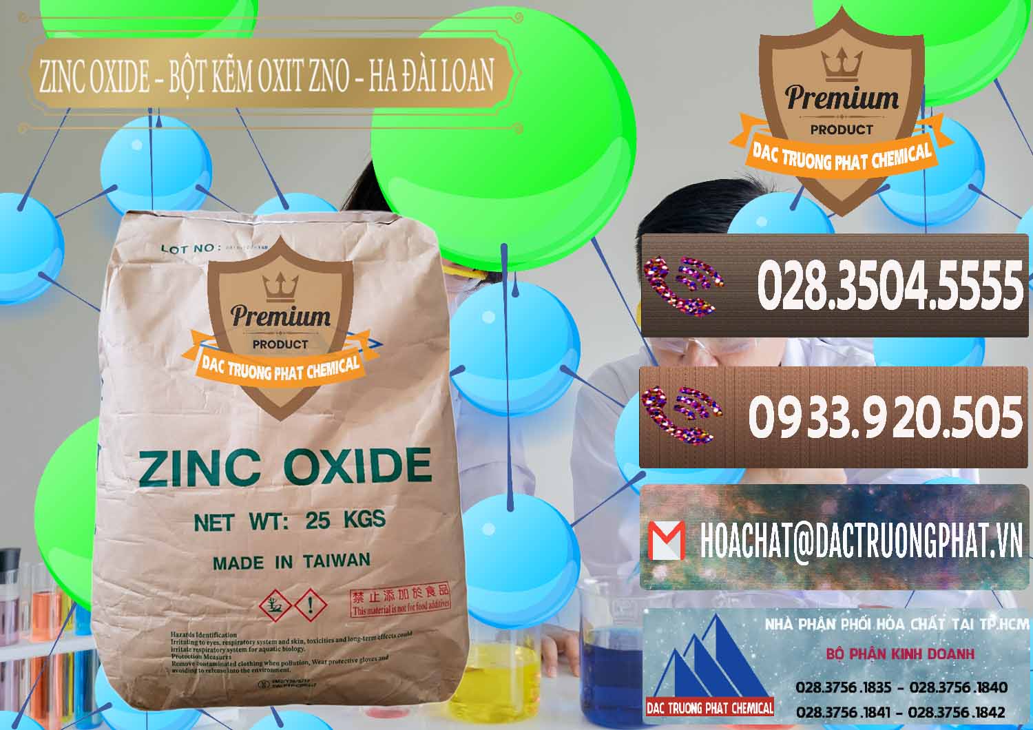Đơn vị kinh doanh _ bán Zinc Oxide - Bột Kẽm Oxit ZNO HA Đài Loan Taiwan - 0180 - Cung cấp _ bán hóa chất tại TP.HCM - hoachatviet.net